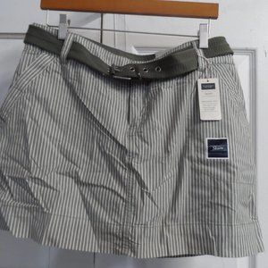 NWT Vintage Sonoma Belted Green/White Striped Skorts - Size 12
